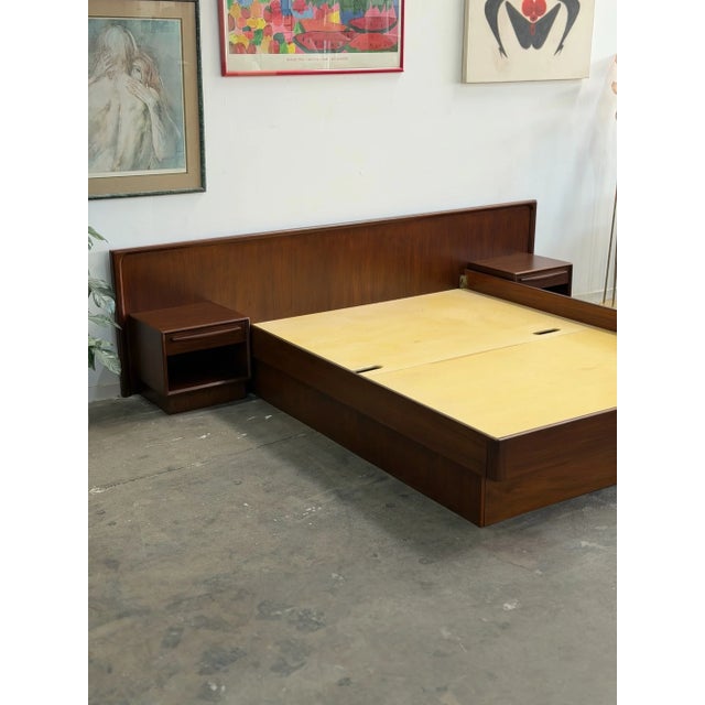 Brown 1960s Danish Modern Queen Platform Bed For Sale - Image 8 of 15
