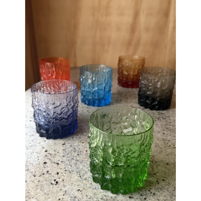 Italian Textured Bark Glasses in the style of Geoffrey Baxter, 1960s, Set of 6 For Sale - Image 16 of 18