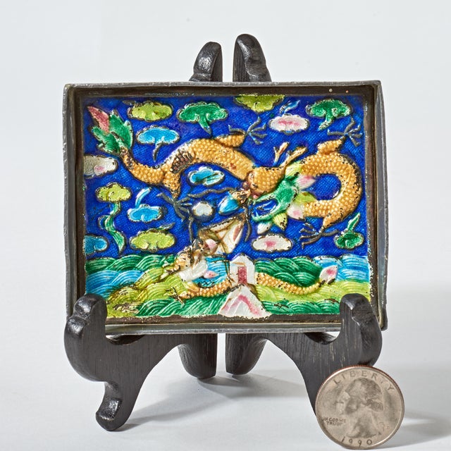 Paint Vintage Enamel Painting With Display Easel For Sale - Image 7 of 7