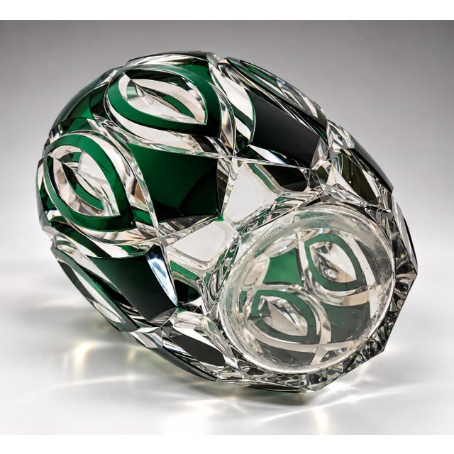 Glass 1930s Val Saint Lambert Cut Crystal Vase For Sale - Image 7 of 8