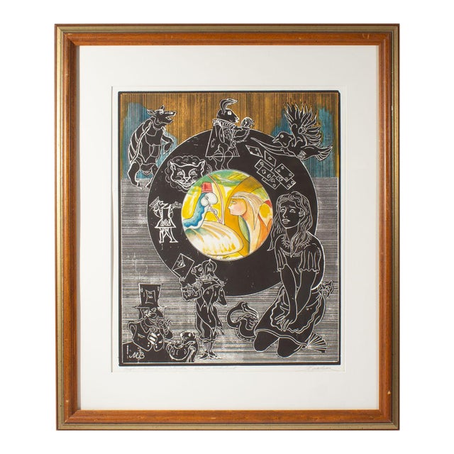 “Alice in Wonderland” Painting and Relief Print by Martin Barooshian For Sale