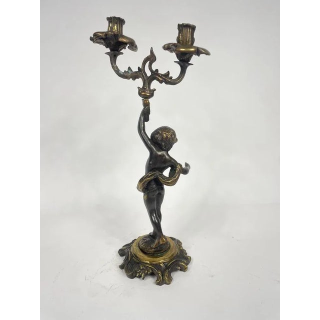 French Antique Style Gilt Bronze Candelabra, 1950s For Sale - Image 6 of 9