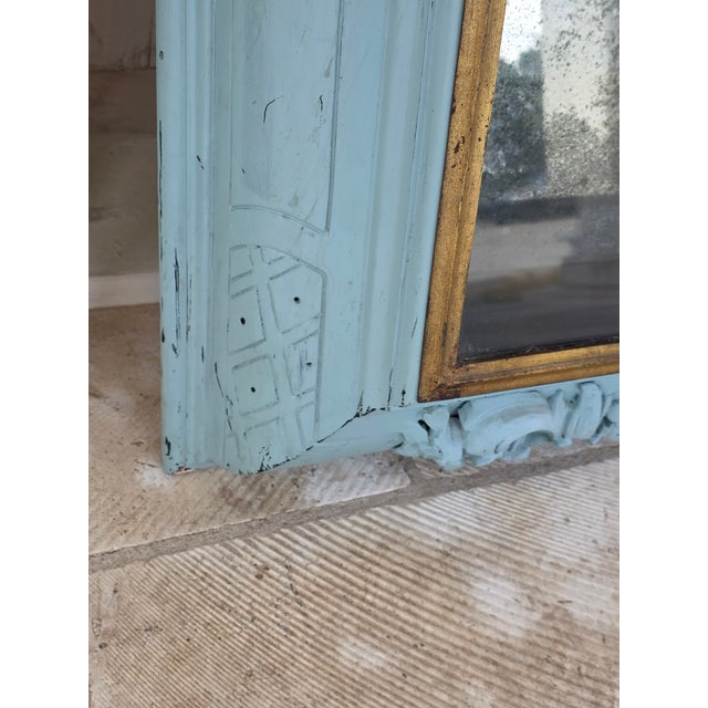 Blue Painted Mirror Back Hanging Wall Vitrine Display Cabinet For Sale - Image 8 of 18