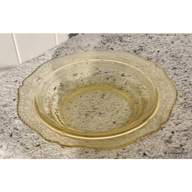 This is a very good set of 5 antique Art-Deco ~ Depression era amber colored glass 6.5" diameter bowls made by the Federal...