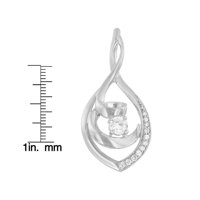 Early 21st Century 10K White Gold 1/4 Cttw Brilliant-Cut Round Diamond Spiral Link 18" Pendant Necklace (I-J Color, I2-I3 Clarity) For Sale - Image 5 of 5