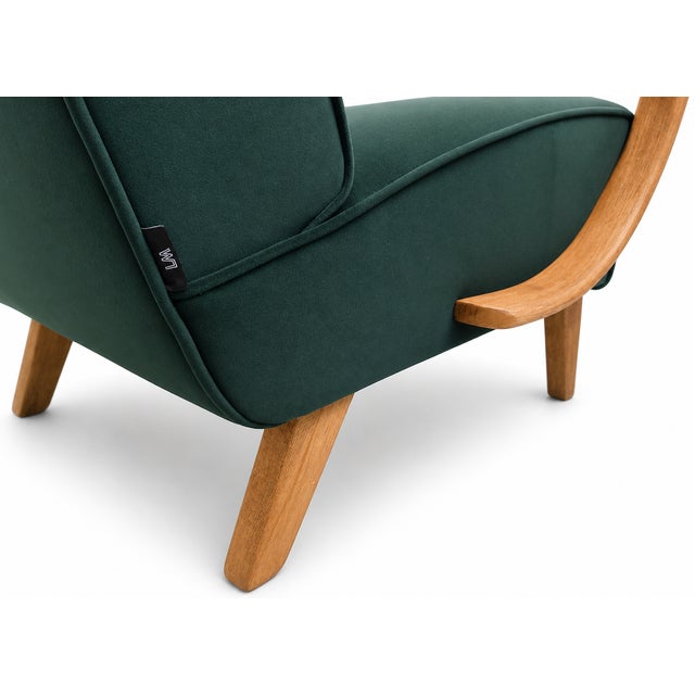 Wood Vintage Bentwood Chair in Emerald Green Velvet by Jindrich Halabala, 1930 For Sale - Image 7 of 10