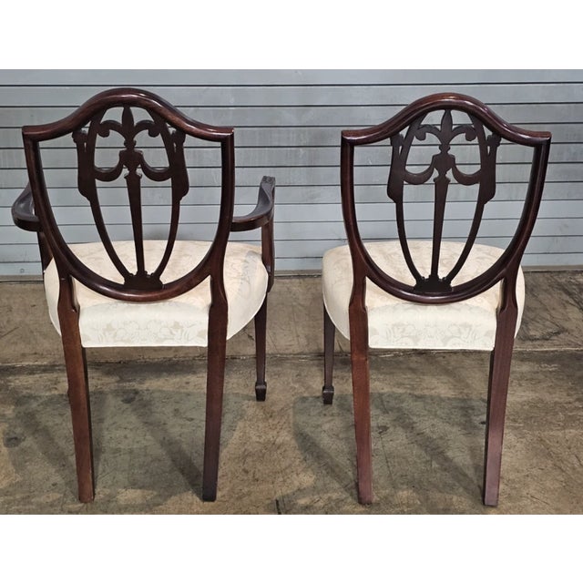 1980s Set of 6 Kindel Master Works Collection Mahogany Federal Shield Back Chairs For Sale - Image 11 of 14