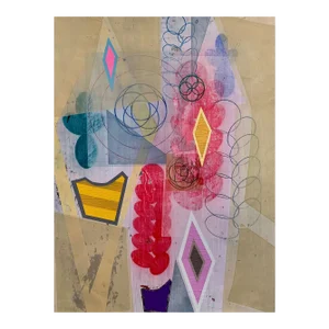 Contemporary Abstract Mixed Media on Paper Painting "Iterations (Jewels)" by Michael Barringer