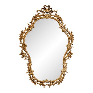 Ornate French Baroque Wall Mirror – Hand-Carved Gilded Frame With Vintage European Elegance For Sale
