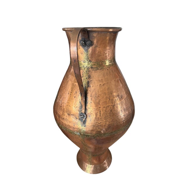 Antique Hammered Copper Vessel Floor Vase For Sale In Phoenix - Image 6 of 12