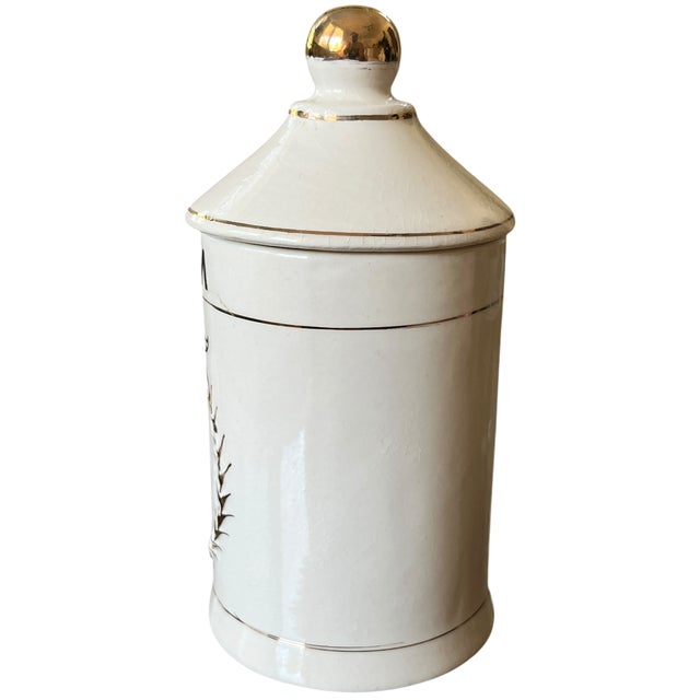 Mid 20th Century Mid-Century Handpainted Porcelain “Opium” Apothecary Canister in the Style of Piero Fornasetti Made in Japan For Sale - Image 5 of 10