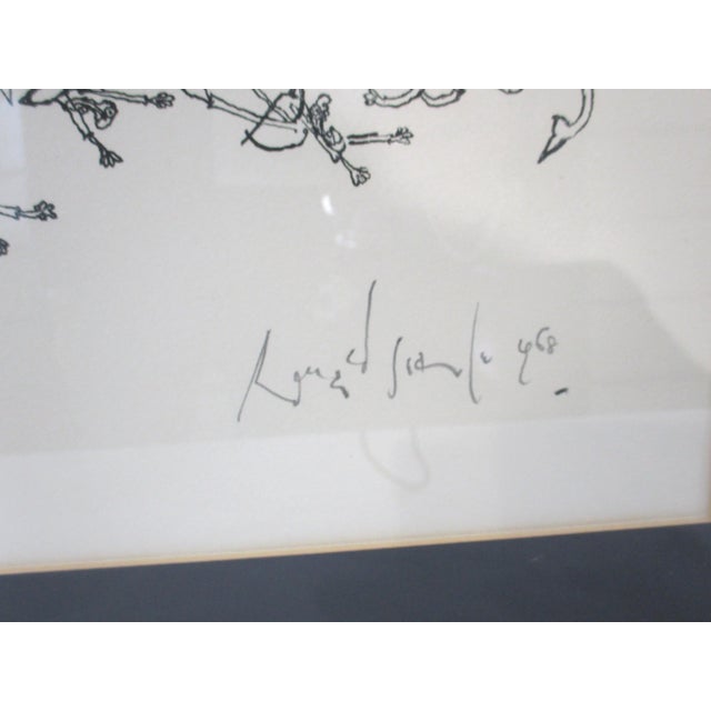 White Ronald Searle Lithograph " Cat God " Pencil Signed Numbered For Sale - Image 8 of 11