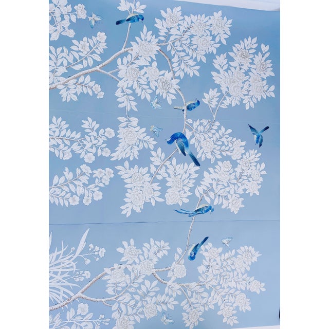 Textile Hand-Painted Chinoiserie Wallpaper Panels - Set of 3 For Sale - Image 7 of 9