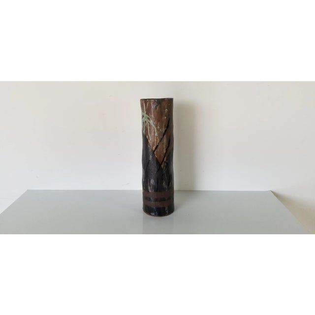 80s Vintage Abstract Design Art Pottery Vase For Sale - Image 4 of 8