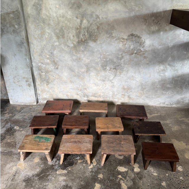 1980s Small Occasional Stool in Upcycled Teak, 1990s For Sale - Image 5 of 11