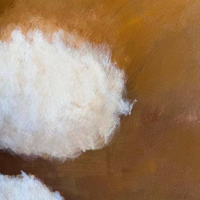 Brown One of a Kind Hand Painted Cloud Art in Wood Frame For Sale - Image 8 of 10