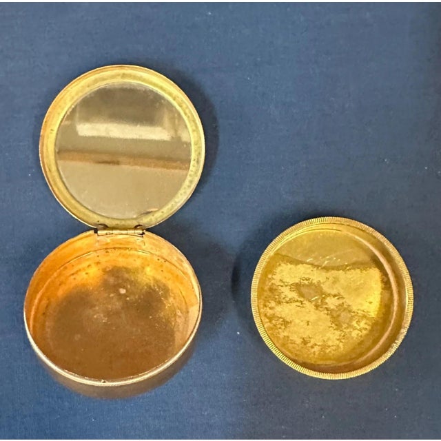 Art Deco 1920s Houbigant Brass/Enamel Ladies Compact For Sale - Image 3 of 6