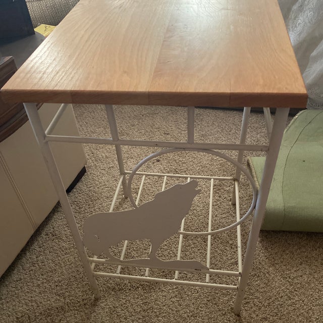 Late 20th Century Vintage Rustic Iron & Pine “Lone Wolf” Side Table For Sale - Image 5 of 5
