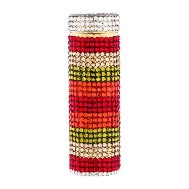 Judith Leiber 90s Judith Leiber Pillbox Crystal Life Saver Mint Candy Pill Box Red Green Lieber Vintage For Sale - Image 4 of 8