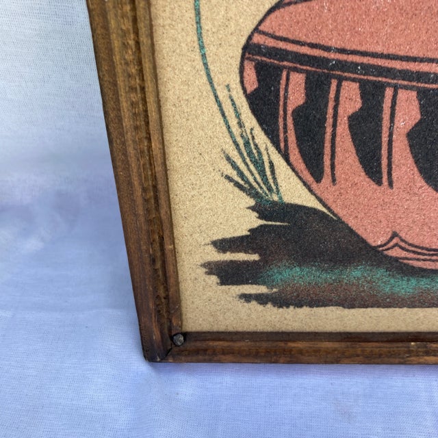 1990s Native American Style Still Life Sand Art, Framed For Sale - Image 5 of 11