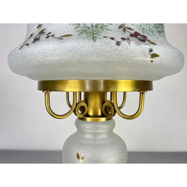 Vintage Spring Milk Glass Floral Table Lamp For Sale - Image 4 of 15
