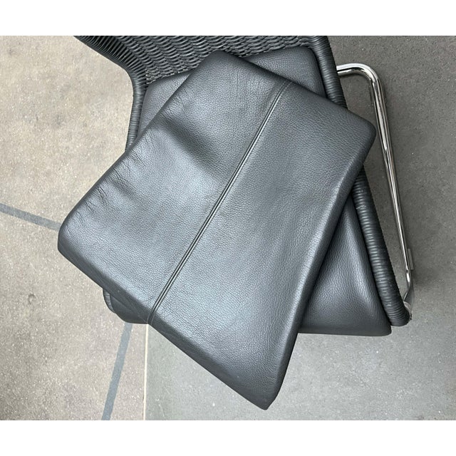 German Gray Leather Cushion Pads for B25 B20 Cantilever Chair from Tecta, Set of 2 For Sale - Image 6 of 8