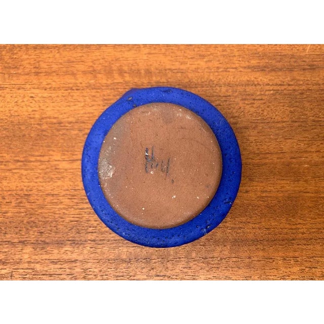 Mid-Century German Minimalist Cobalt Blue Candle Holder from Hartwig Heyne Pottery, 1960s For Sale - Image 5 of 12