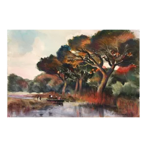 Italian Sketch 2, Erik Freyman Watercolor With Pastels on Paper, Signed in Pen