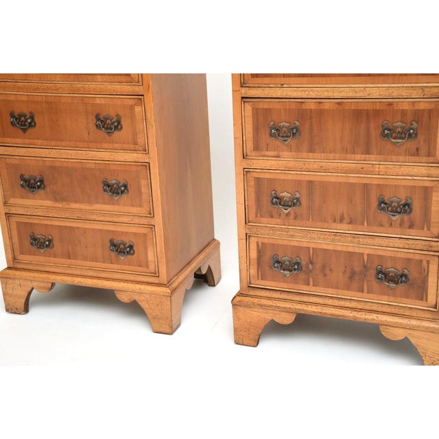 Antique Georgian Yew Wood Bedside Chests, 1950s, Set of 2 For Sale - Image 10 of 11