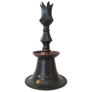 Brass Candle Holder With Crown Head, Hand-Forged, Turkey, 21st Century For Sale