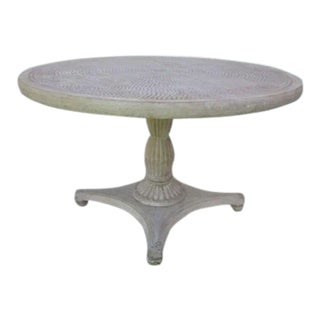 1980s Cast Aluminum Round Patio Table Cream Color For Sale