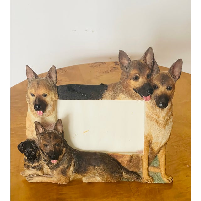 Cute German shepherd dog figural photo frame.