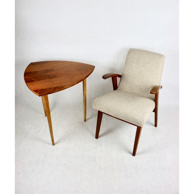 Beige Boucle Easy Chair attributed to Mieczyslaw Puchala, 1970s For Sale - Image 11 of 13