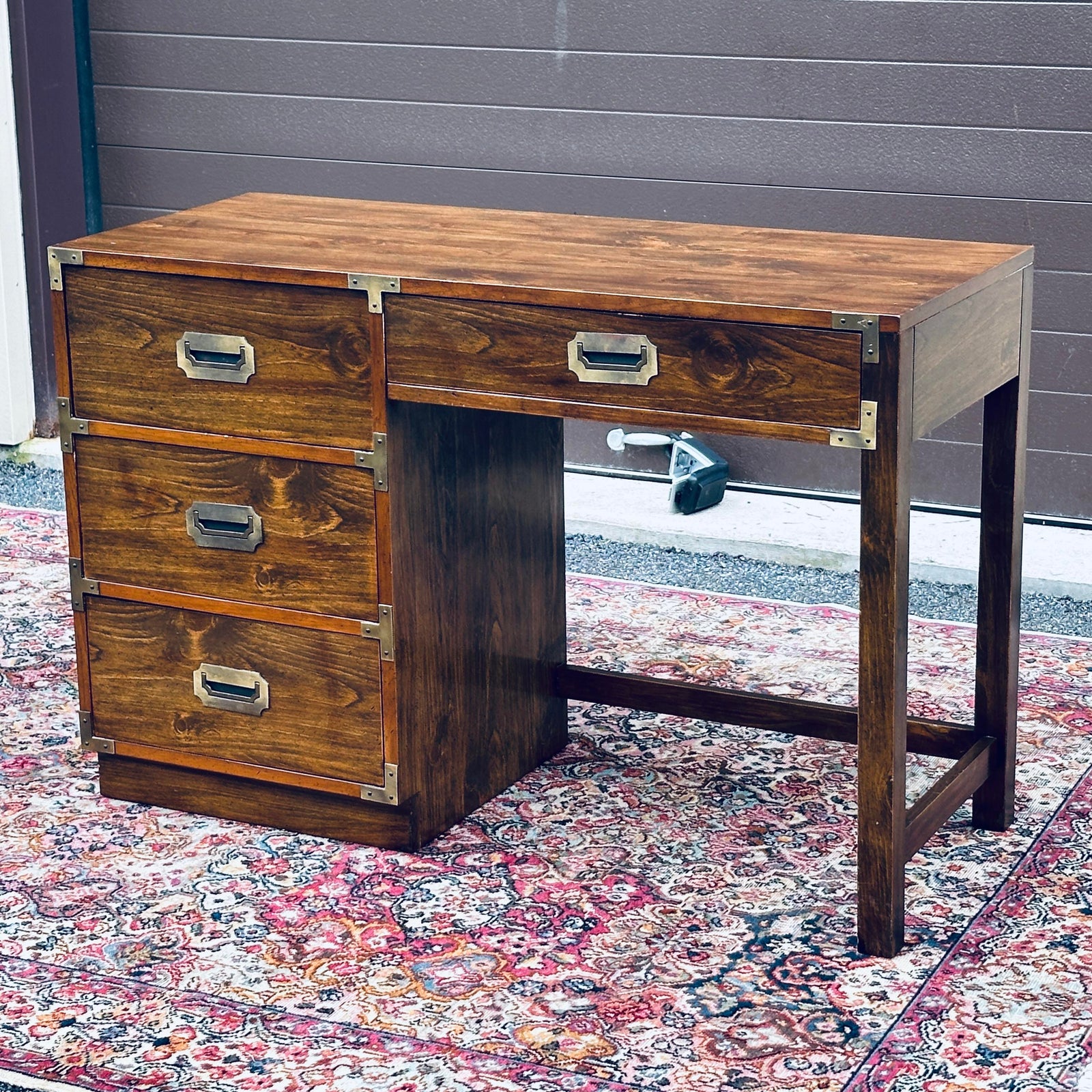Vintage Bernhardt Campaigner Campaign Style Writing Desk | Chairish