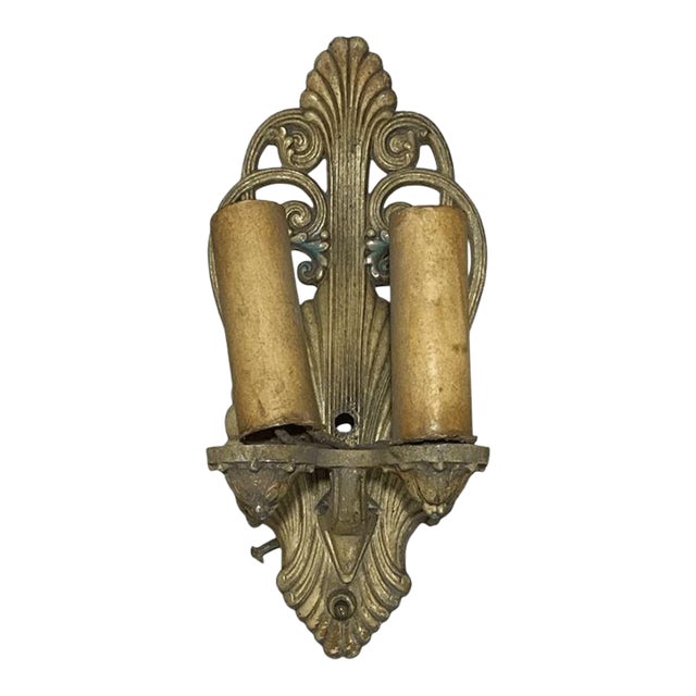 Antique Riddle Co Art Deco Cathederal Sconce for Repair For Sale
