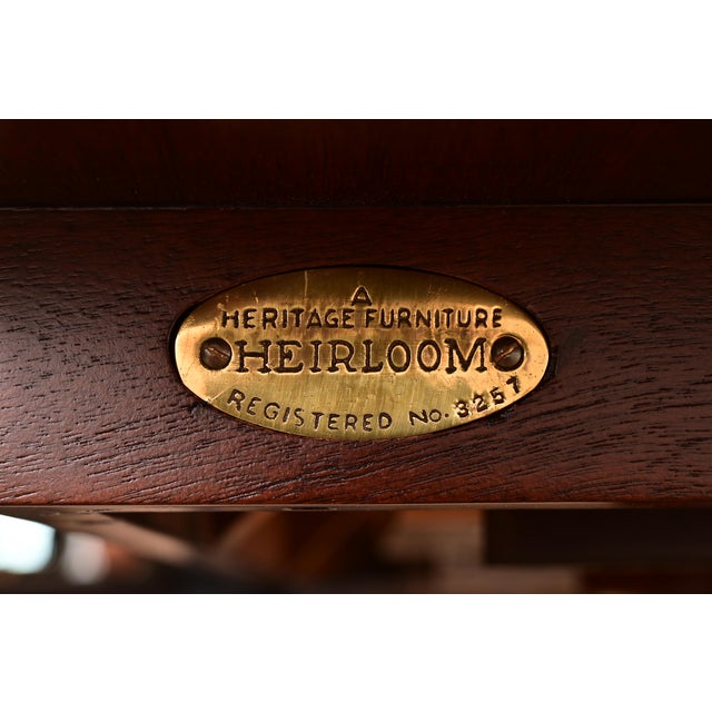 Drexel Heritage Georgian Banded Flame Mahogany Double Pedestal Extension Dining Table, Newly Refinished For Sale - Image 11 of 12