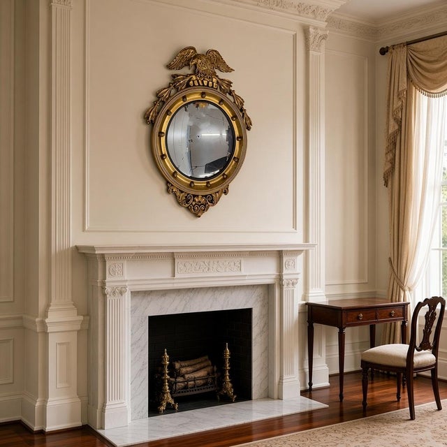 Gold Early 19th Century American Federal Giltwood Convex Bullseye Eagle Mirror For Sale - Image 8 of 8