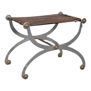 Maison Jansen Attributed Metal and Brass Foot Stool circa 1950
