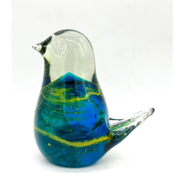 Vintage Mdina From Malta Hand Blown Glass Bird Paperweight Figurine For Sale - Image 12 of 12