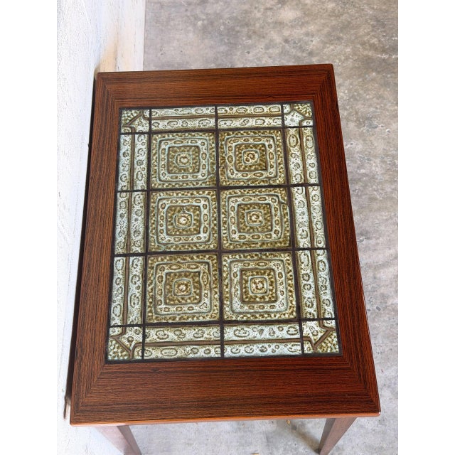 Rectangular Rosewood Ceramic Tile-Top Coffee Table With Lower Shelf Mid-Century Modern 1970s For Sale In Los Angeles - Image 6 of 11