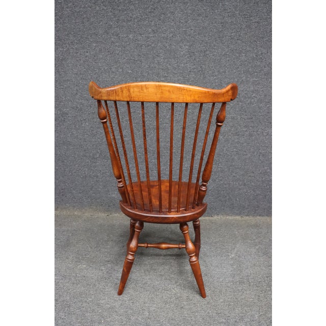 Wood Bench Made Tiger Maple Windsor Chair For Sale - Image 7 of 10