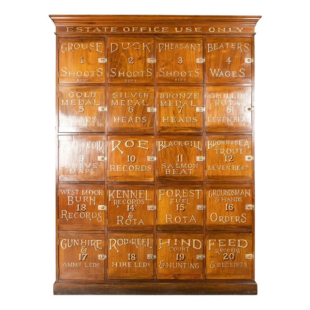 Antique English Estate Office Lockers in Mahogany, 1890 For Sale