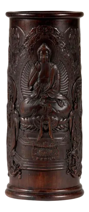 Carved Chinese Brush Holder Pot