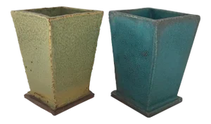 Hand-Built Modernist Pottery Planters- a Pair