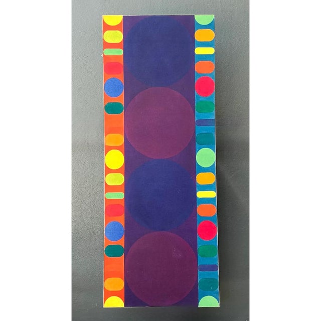 Vintage Geometric Abstract Painting on Canvas For Sale In West Palm - Image 6 of 12