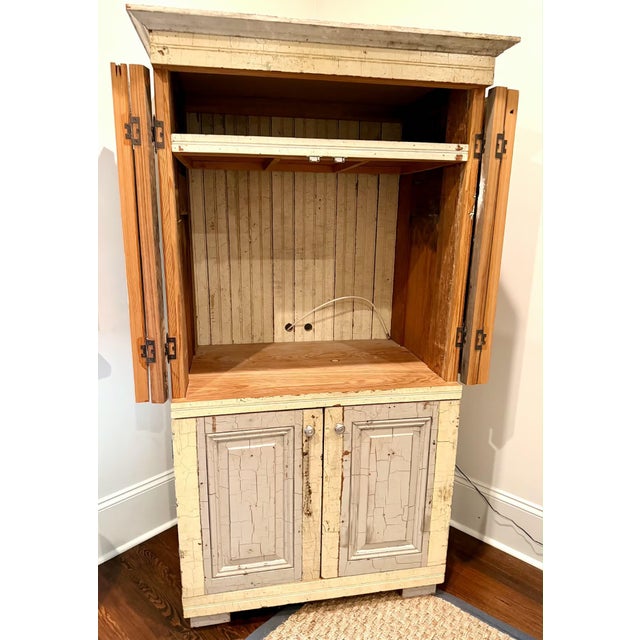 Shabby Chic 19th Century Style New Orleans Salvaged Barge Board & Shutter Cupboard For Sale - Image 3 of 6