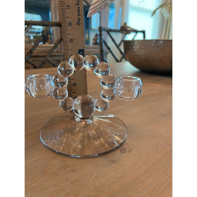 Imperial glass candlewick double candleholders. Large round bubbles form the holders and a candle can be inserted into...