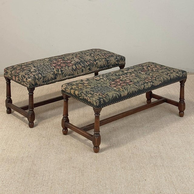 Antique Renaissance Revival Floral Needlepoint Tapestry Bench For Sale - Image 17 of 18