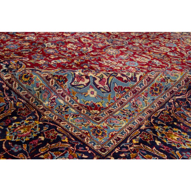 Vintage Red Mahal Hand-Knotted Wool Rug With Medallion Design For Sale - Image 9 of 10