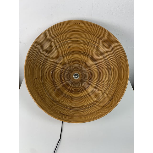 Mid-Century Modern Pencil Reed, Rattan, Bamboo and Brass Pendant Hanging Lamp, Italy, 1970s For Sale - Image 3 of 14